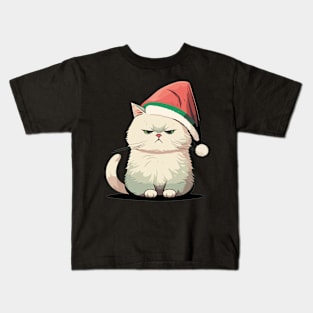 Cute Ugly Christmas Cat Gift Funny Cat Christmas Kids T-Shirt